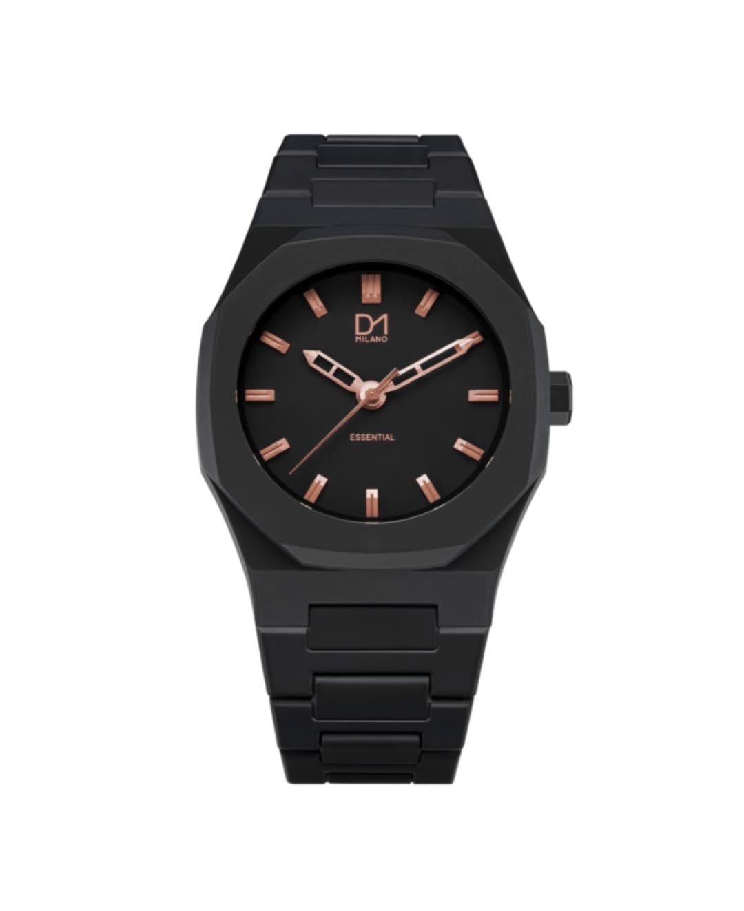 Essential Watch Black with Rosegold Index