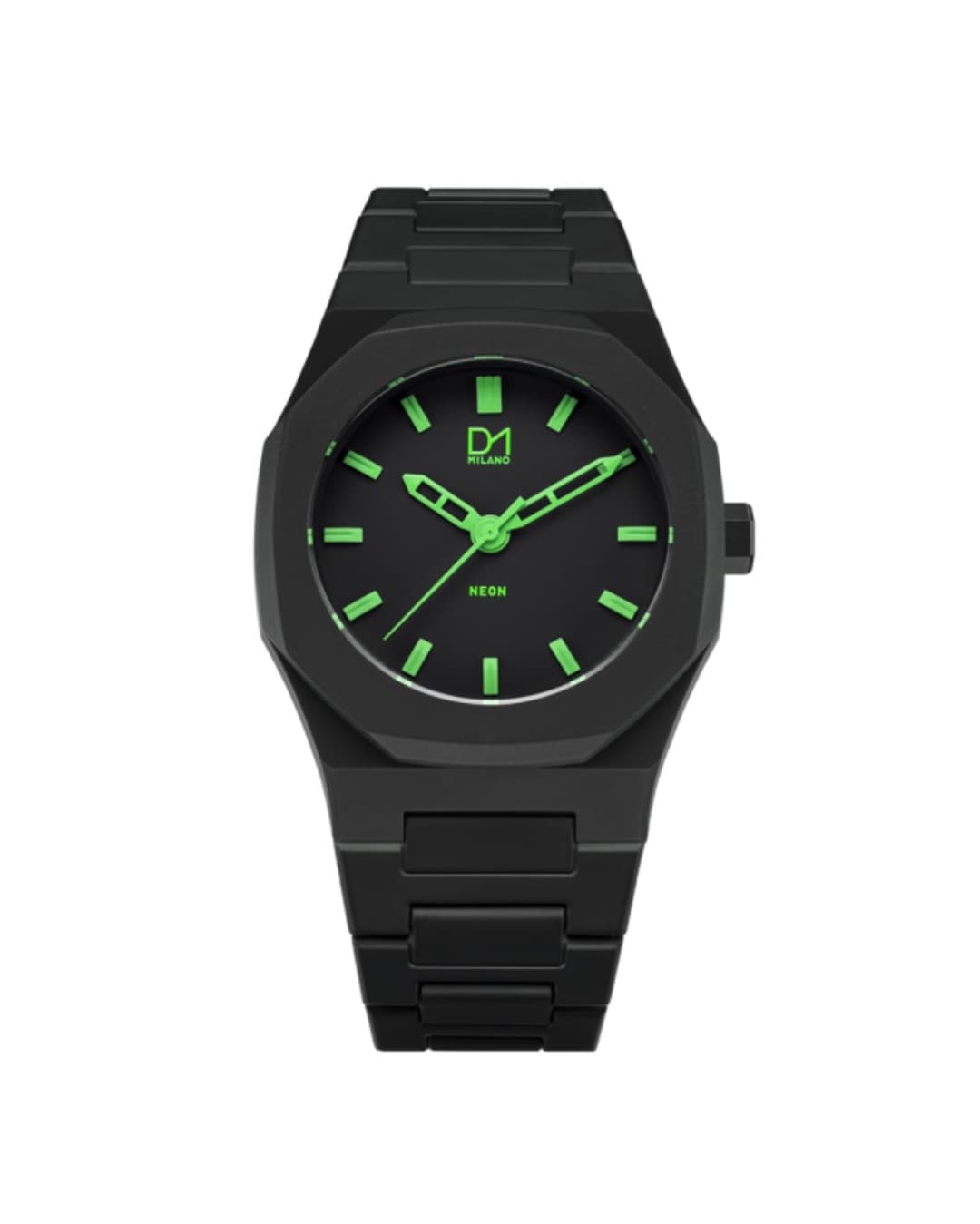 Neon Watch Black with Green Index