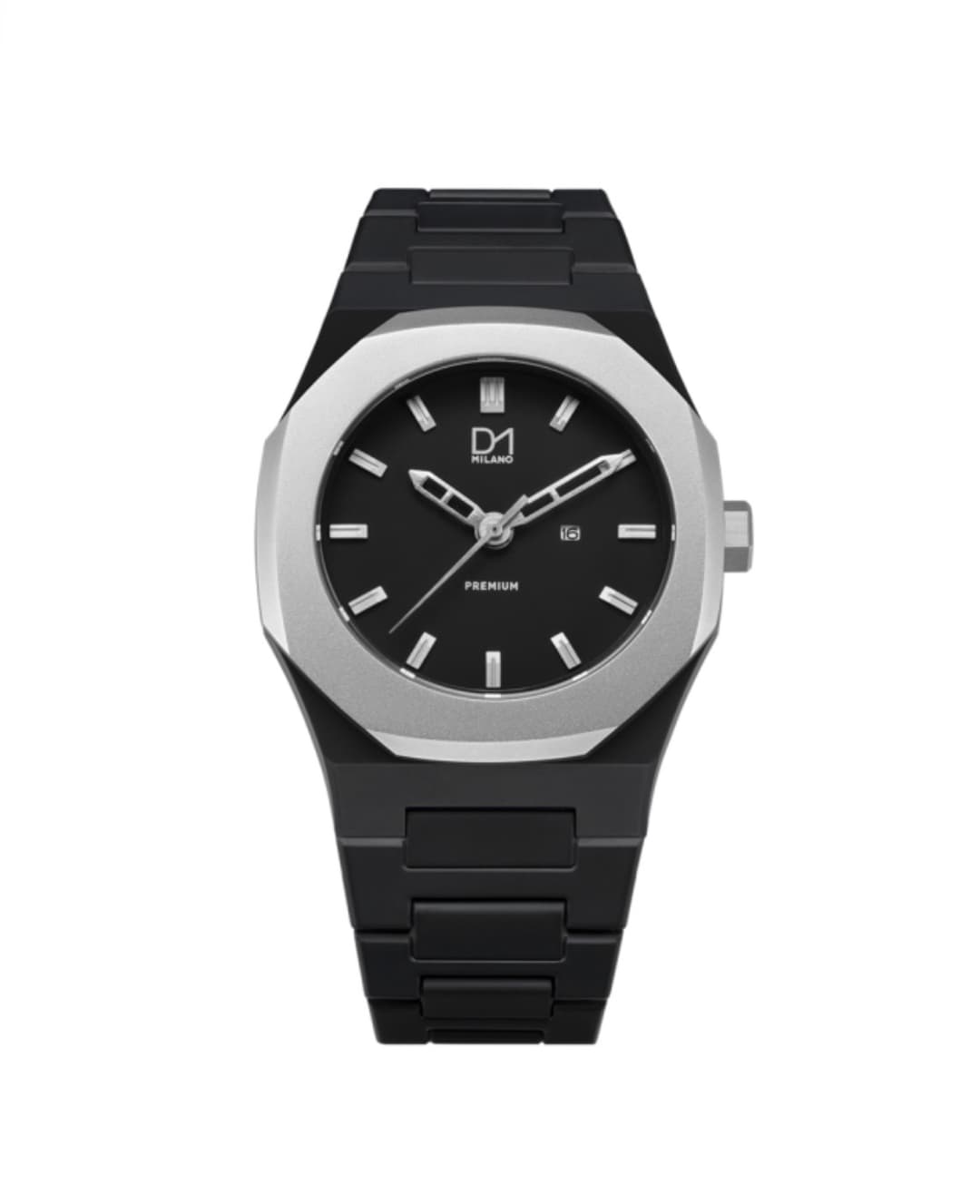 Premium Watch Black with Silver Bezel
