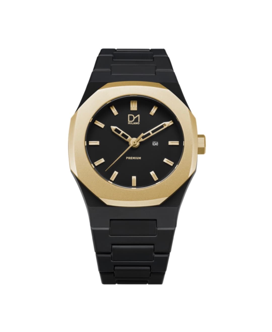 Premium Watch Black with Gold Bezel