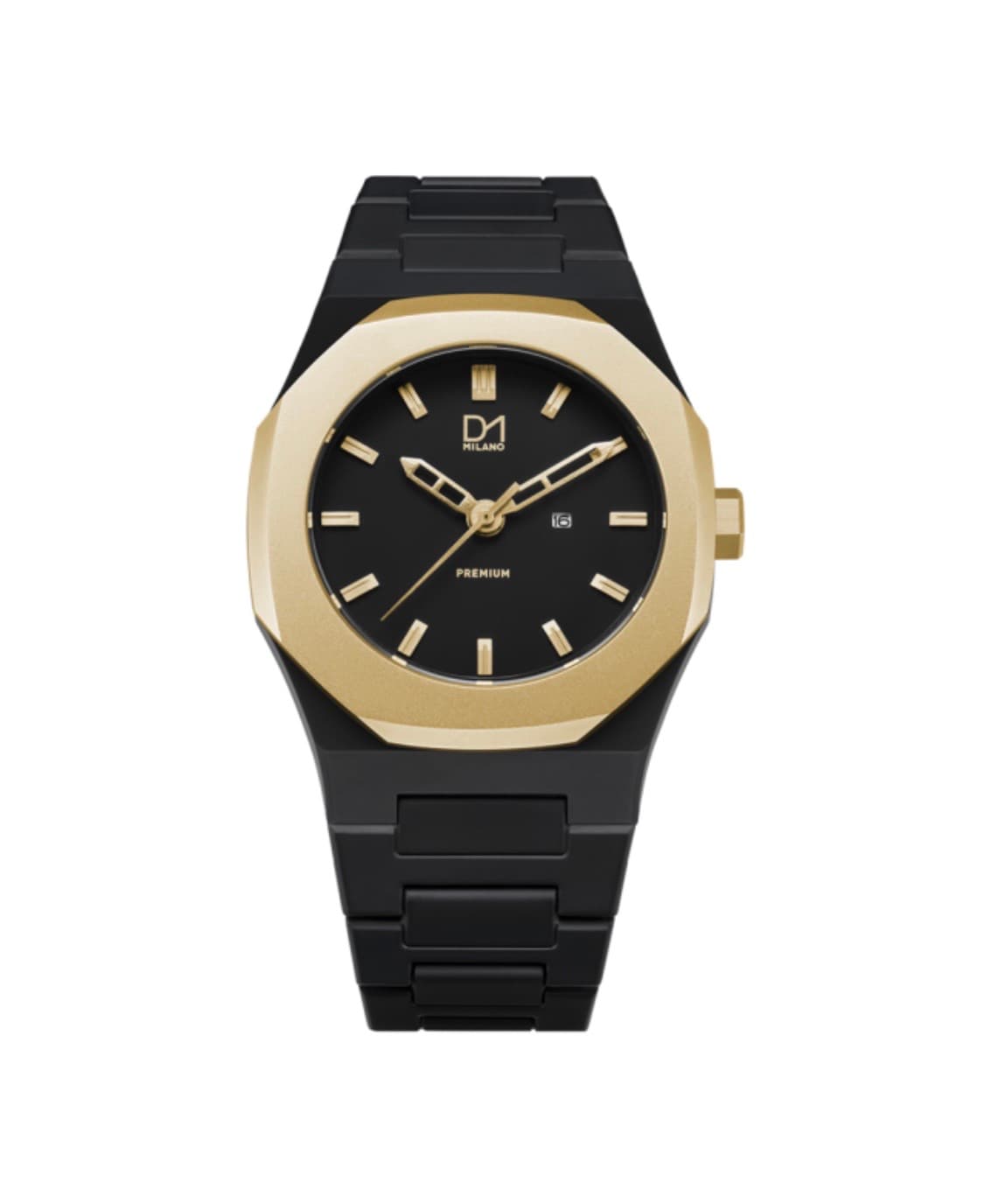Premium Watch Black with Gold Bezel