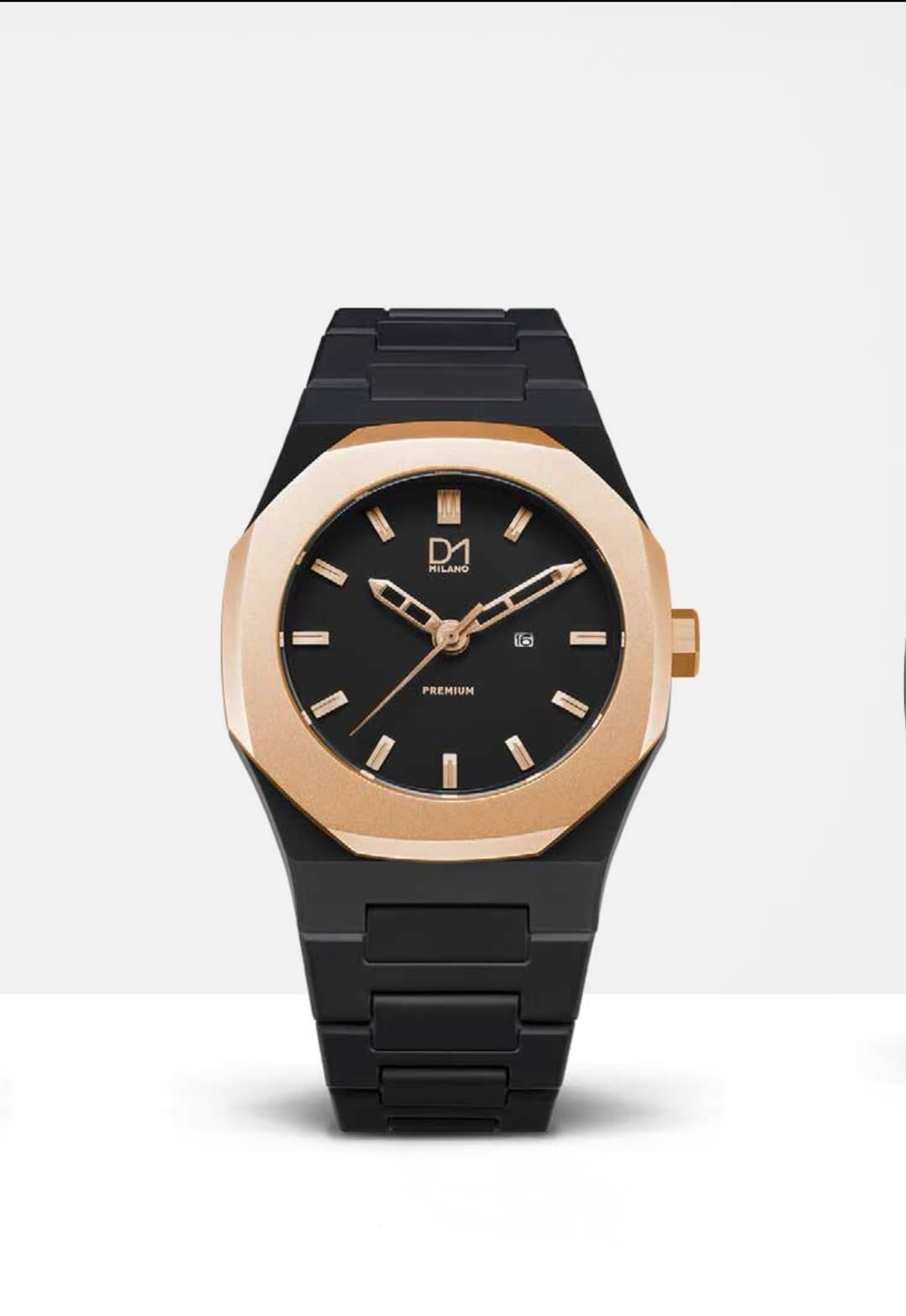 Premium Watch Black, Rosegold Bezel & Index