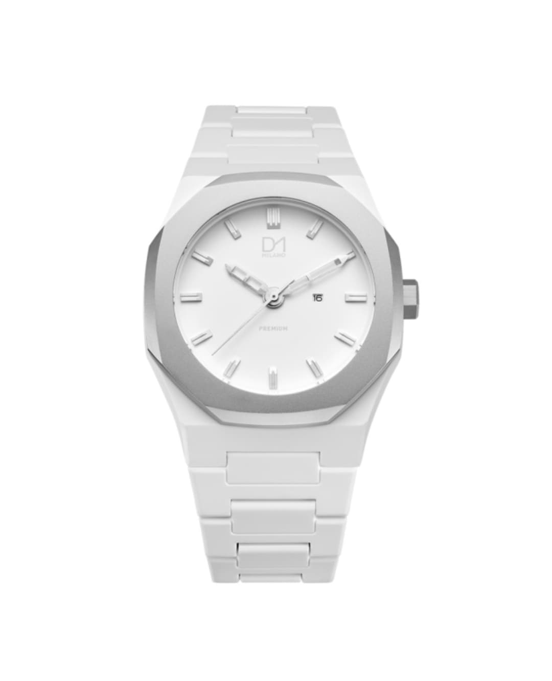 Premium Watch White with Silver Bezel