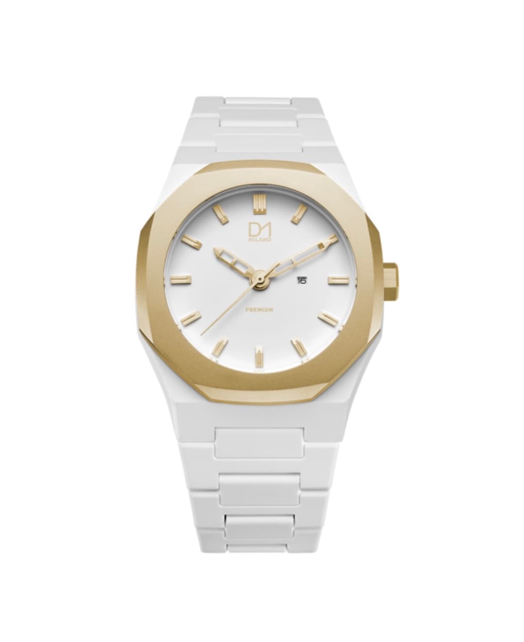 Premium Watch White with Gold Bezel