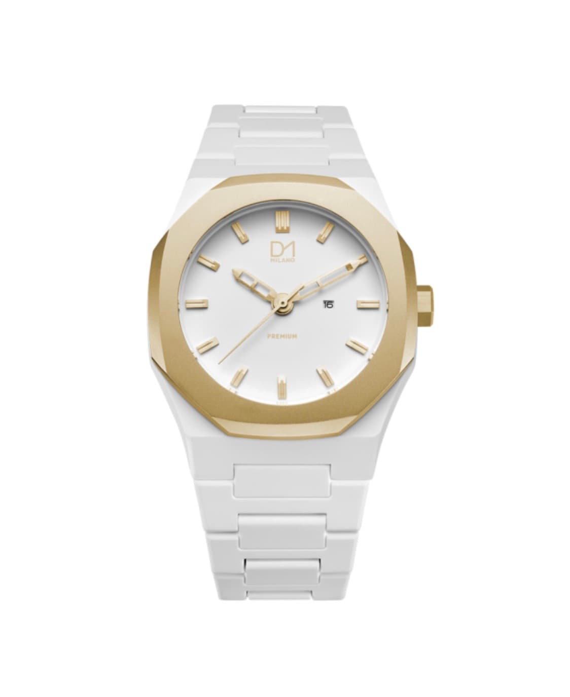 Premium Watch White with Gold Bezel