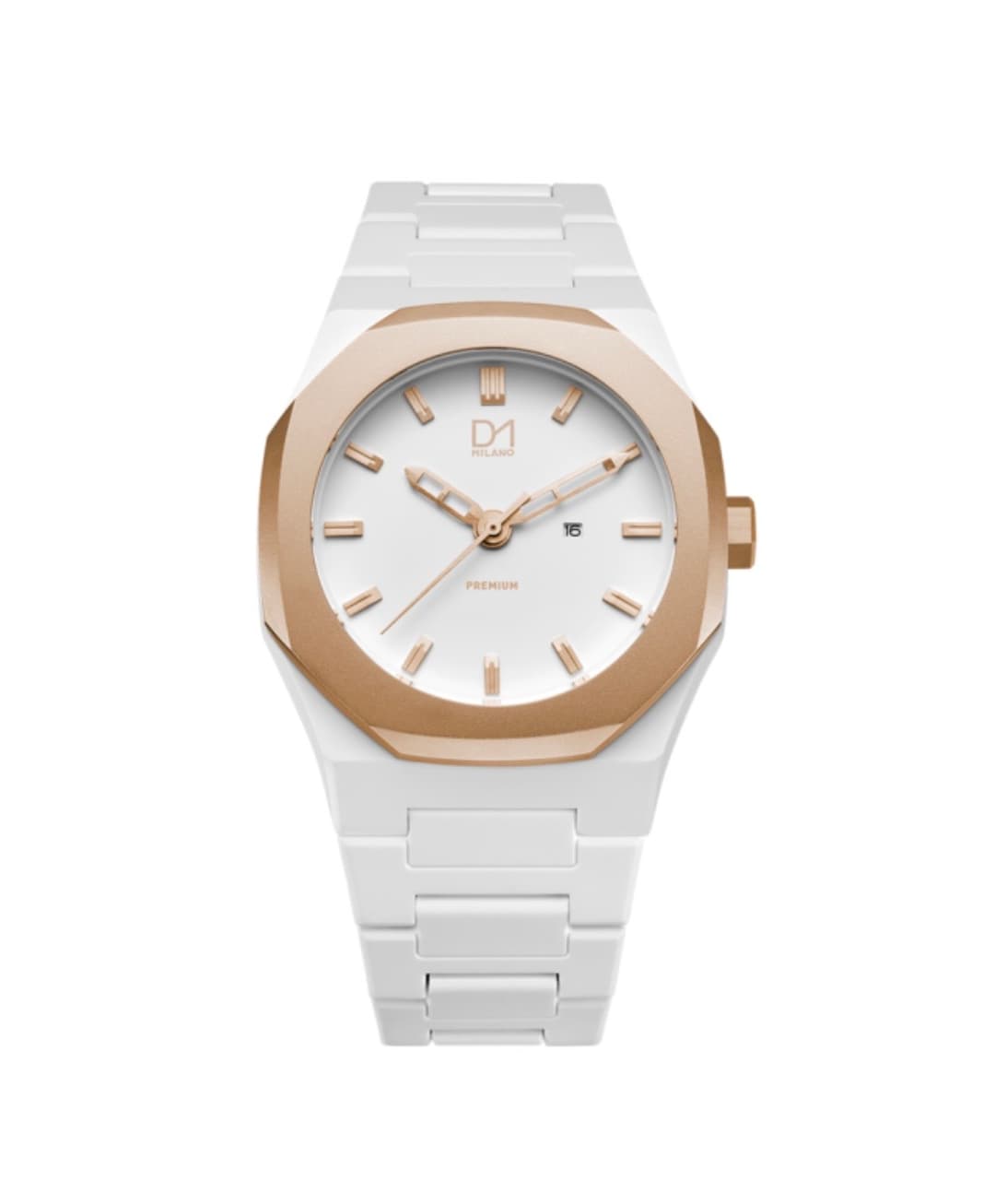 Premium Watch White, Rosegold Bezel & Index