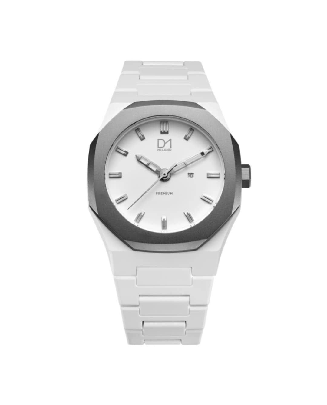 Premium Watch White, Gun Bezel & Index