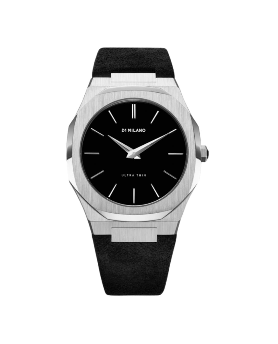 Ultra Thin Silver Case with Stromboli Black Strap