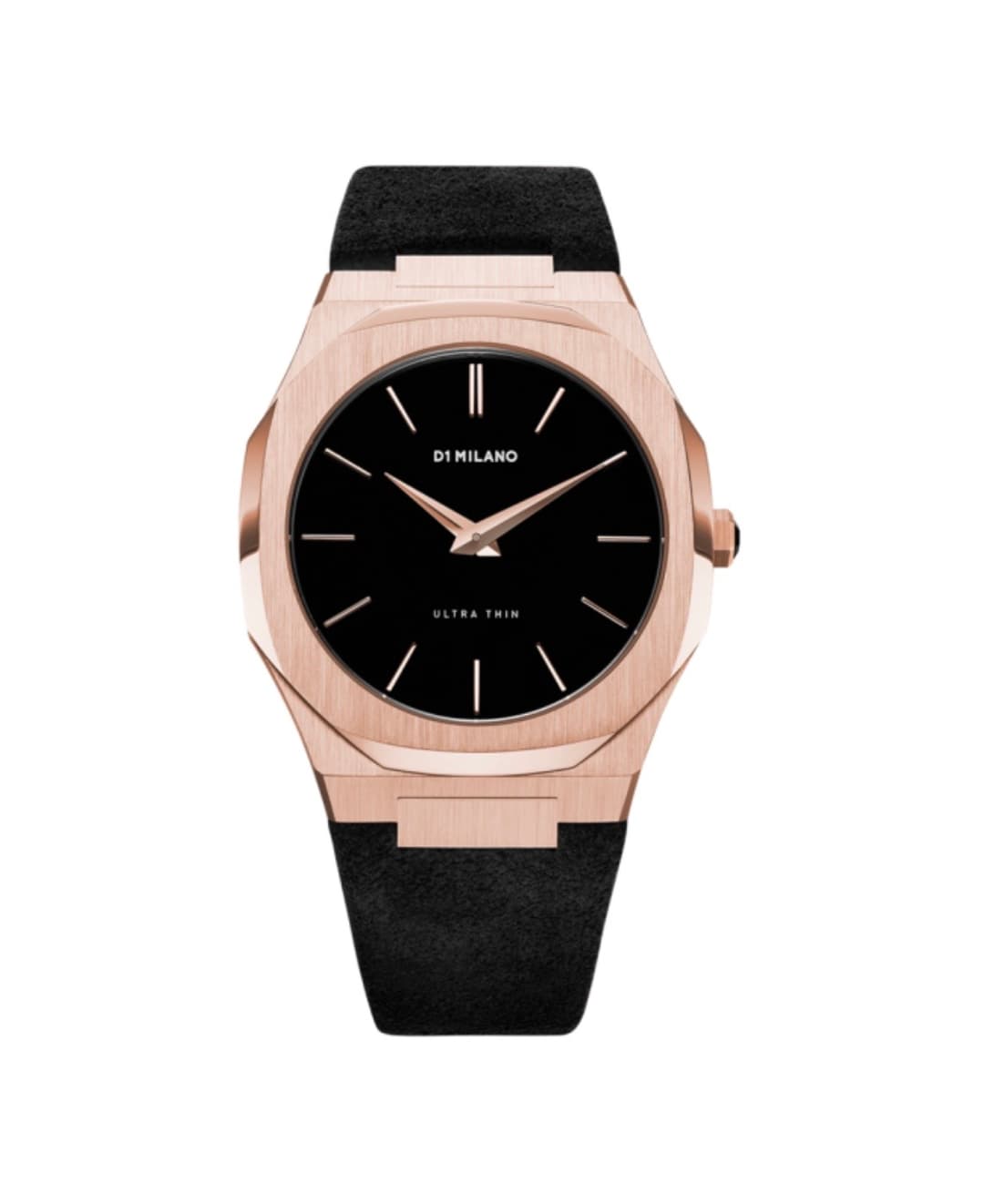 Ultra Thin Rose Gold Case with Stromboli Black Strap