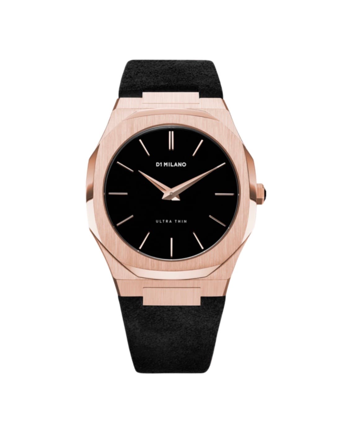 Ultra Thin Rose Gold Case with Stromboli Black Strap