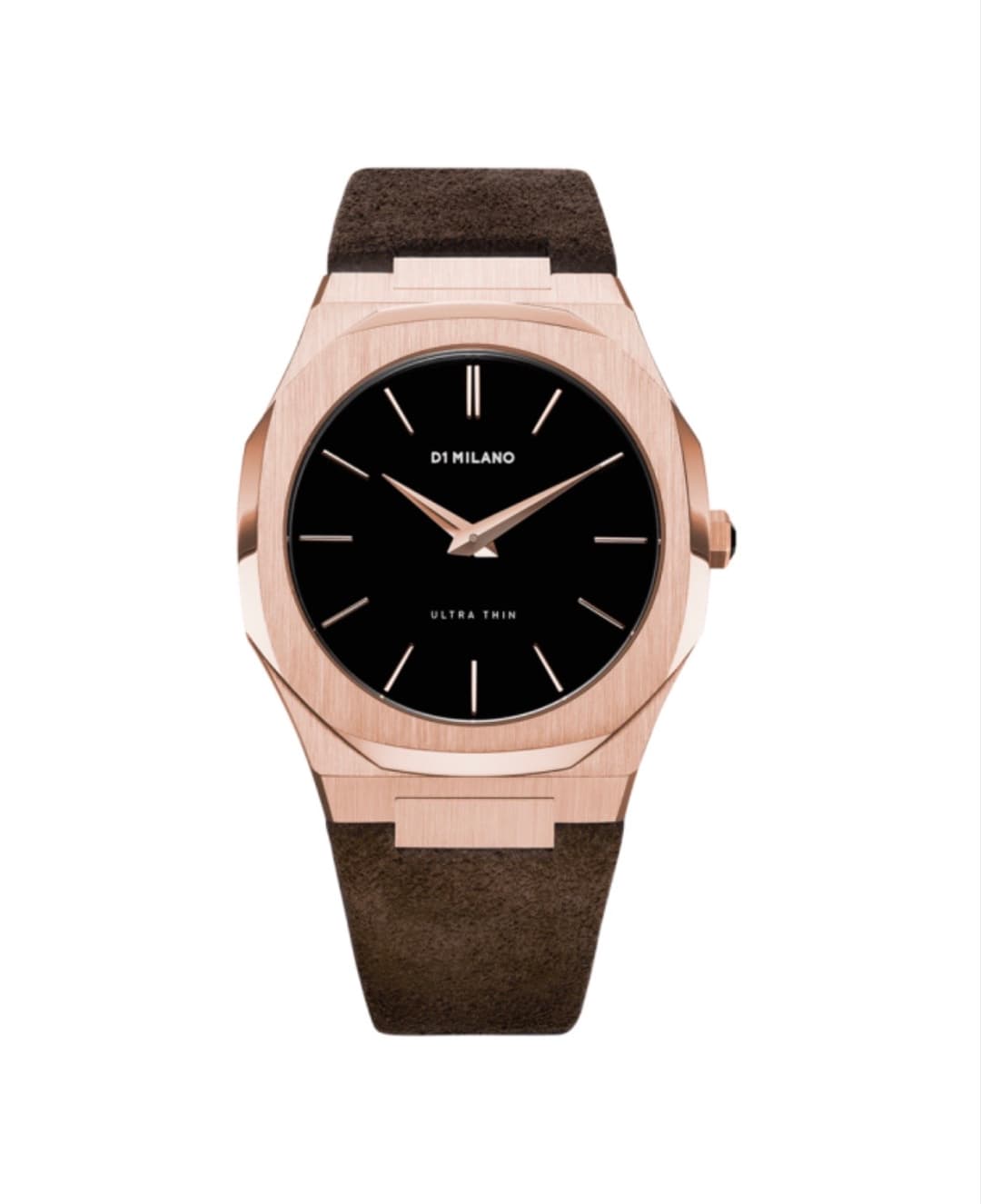Ultra Thin Rose Gold Case with Siena Brown Strap