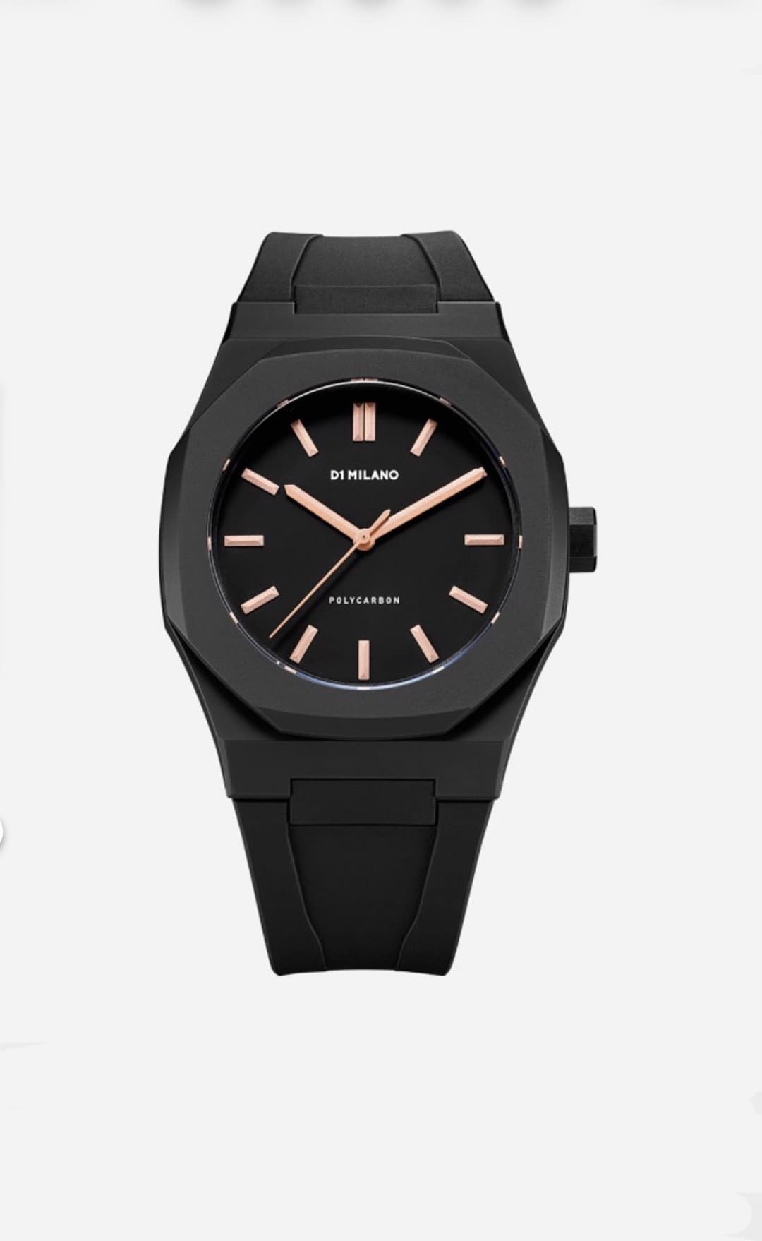 Essential Watch Black with Rose Gold Index